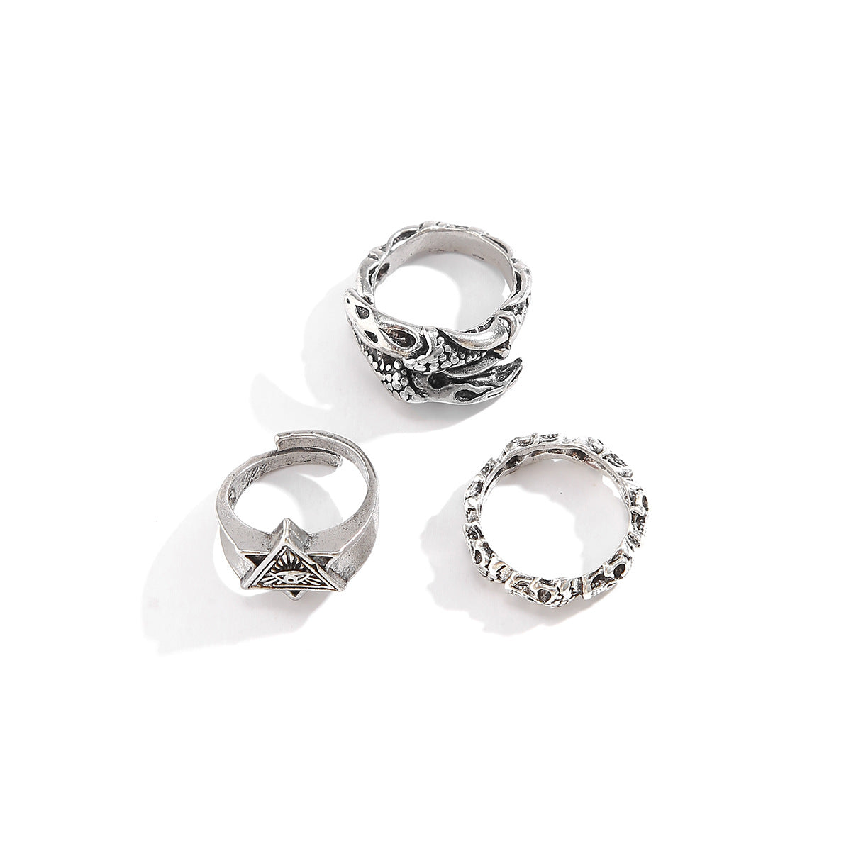 Wholesale men's vintage six-pointed star ring set